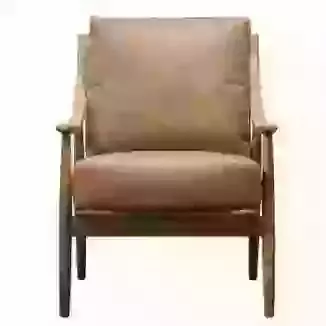 Reliant Armchair Brown Leather With Exposed Wooden Frame 